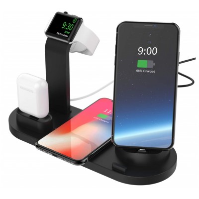 2020 10W Qi 4 in 1 Wireless Charger Dock Station pk 3 in1 For phone Airpods smart watch Type C Fast Charging